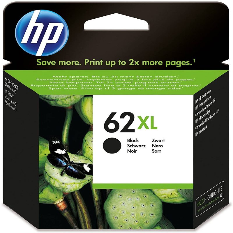 HP 62 Pack de 2 Cartouches d'Encre Noire et Trois Couleurs Authentiques  (N9J71AE)