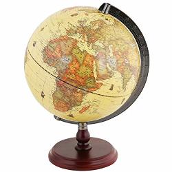 Exerz 25cm Globe Antique avec Une Base en Bois - Carte en Anglais -Décoration éducative/ géographique - Carte Morden avec couleu