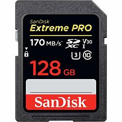 Carte mémoire SDXC SanDisk Extreme PRO 128 Go Jusqu'à 170 Mo/s, UHS-I, Classe 10, U3, V30