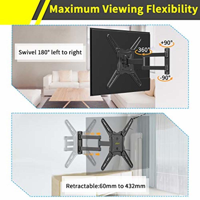 Support mural TV 26- 55 orientable et inclinable, VESA max.: 400x400, max.  100kg - support TV mural, support TV avec bras articulée, support TV mural  orientable…
