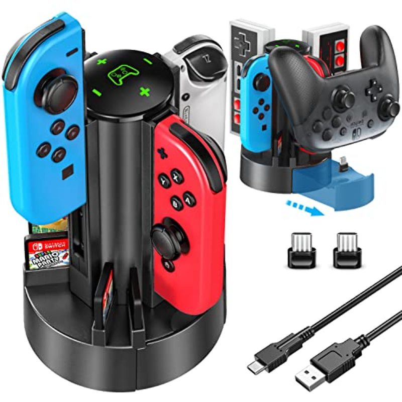 OIVO Chargeur Manette pour Nintendo Switch, Chargeur Joycon Switch avec 8  Emplacements de Jeux, Chargeur Switch