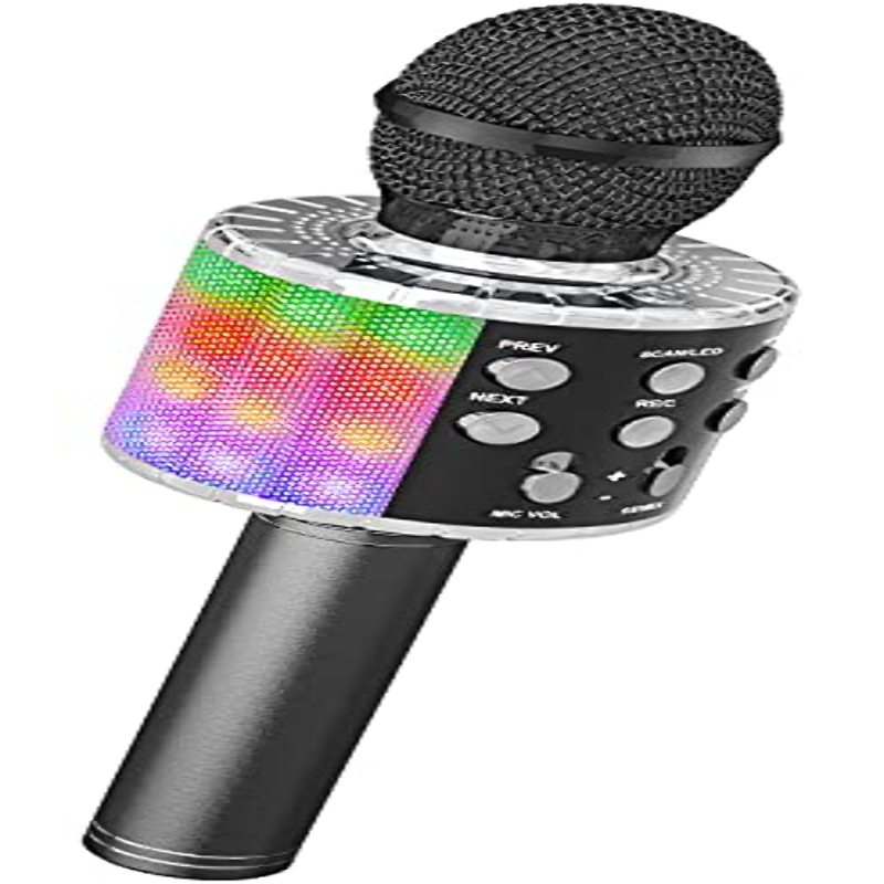 Microphone Sans Fil Karaoké, Ankuka Micro Karaoke Enfant avec Lumières LED  de Danse, Microphone Bluetooth pour Enfants Fille G