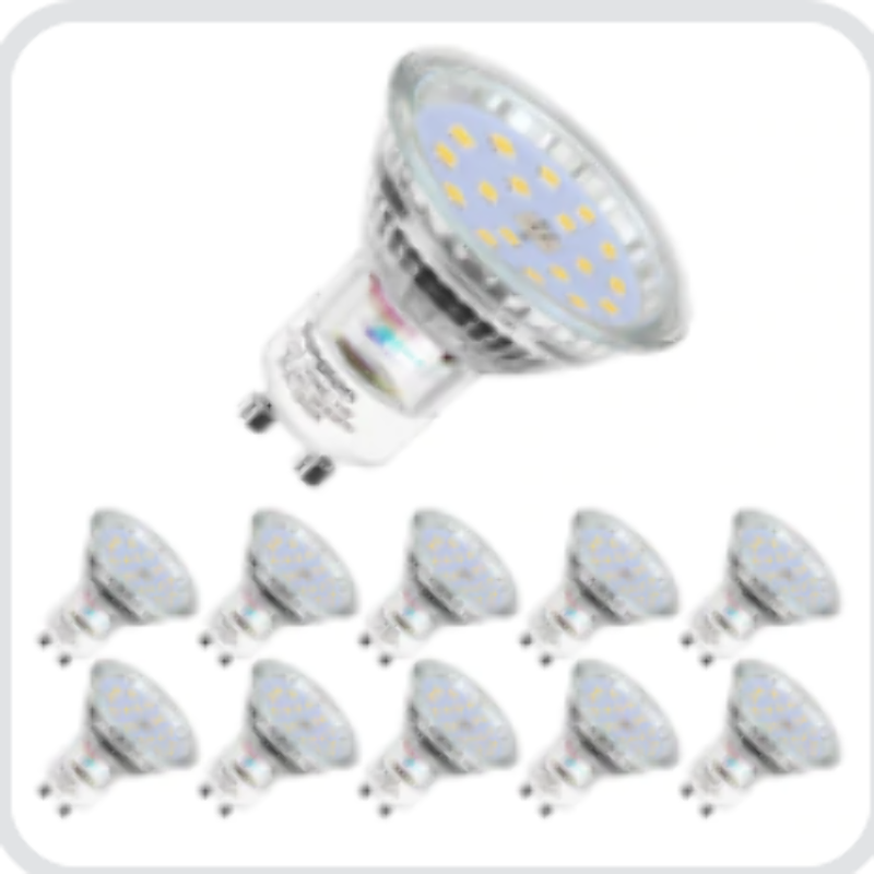 Ampoules LED GU10, 5W équivalent 60W, 600lm, Blanc Froid 6000K, 120° Larges Faisceaux, Ampoules LED Spot, Lot de 10