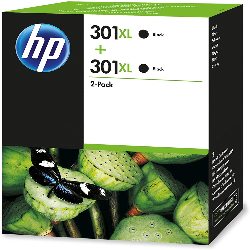 HP 301 Pack de 2 Cartouches d'Encre Noire et Trois Couleurs Authentiques (N9J72AE)