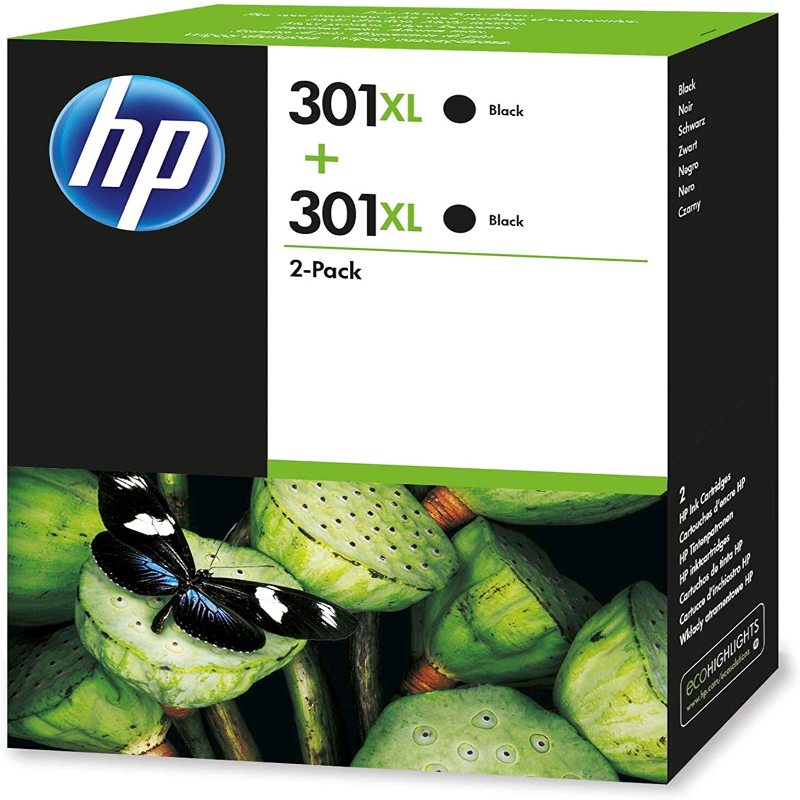 HP J3M81AE - LOT de 2 cartouches génériques équivalentes aux modèles HP 301  noire et couleur