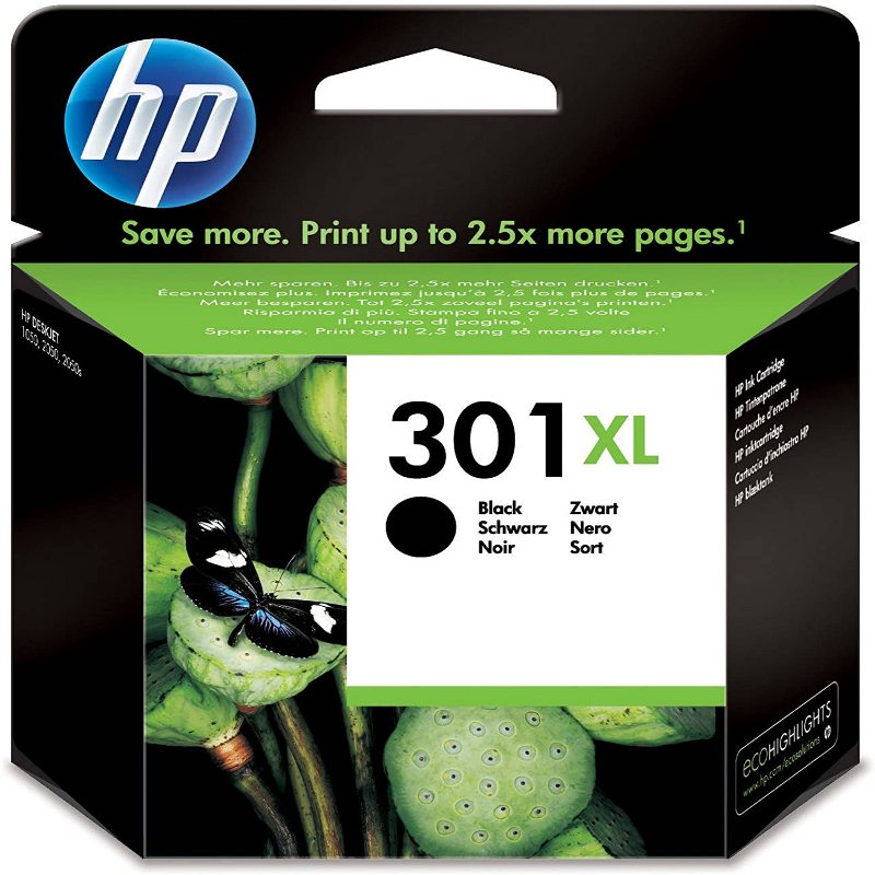 HP 301 Pack de 2 Cartouches d'Encre Noire et Trois Couleurs Authentiques  (N9J72AE)