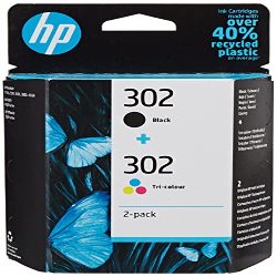 HP 302 Pack de 2 Cartouches d'Encre Noire et Trois Couleurs Authentiques (X4D37AE)